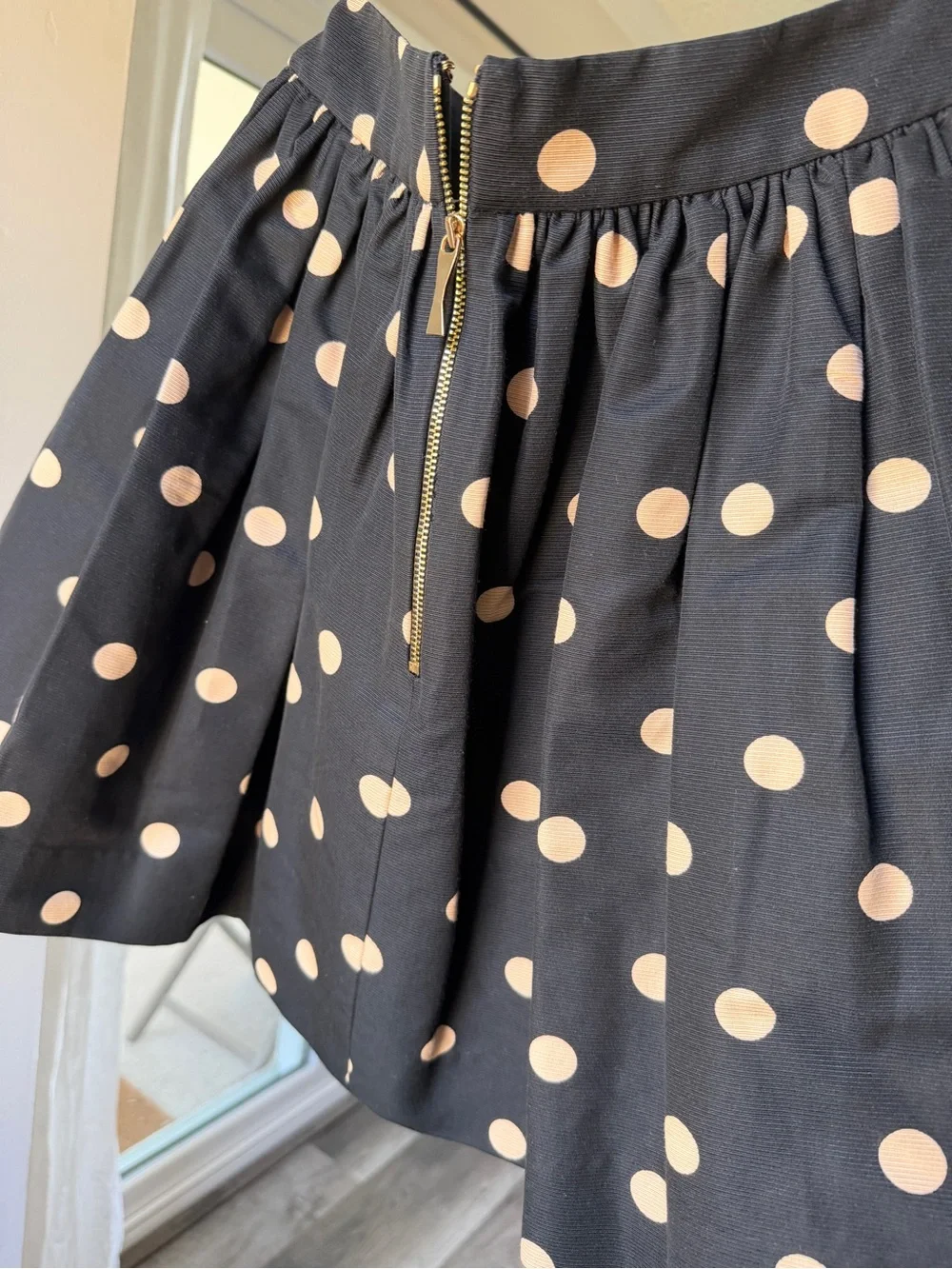 kate spade Black Circle Skirt with light pink/cream Polka Dots